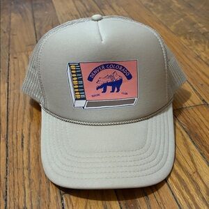 OTTO Denver Colorado Tan Trucker Hat with Pink Matchbox Patch Like New